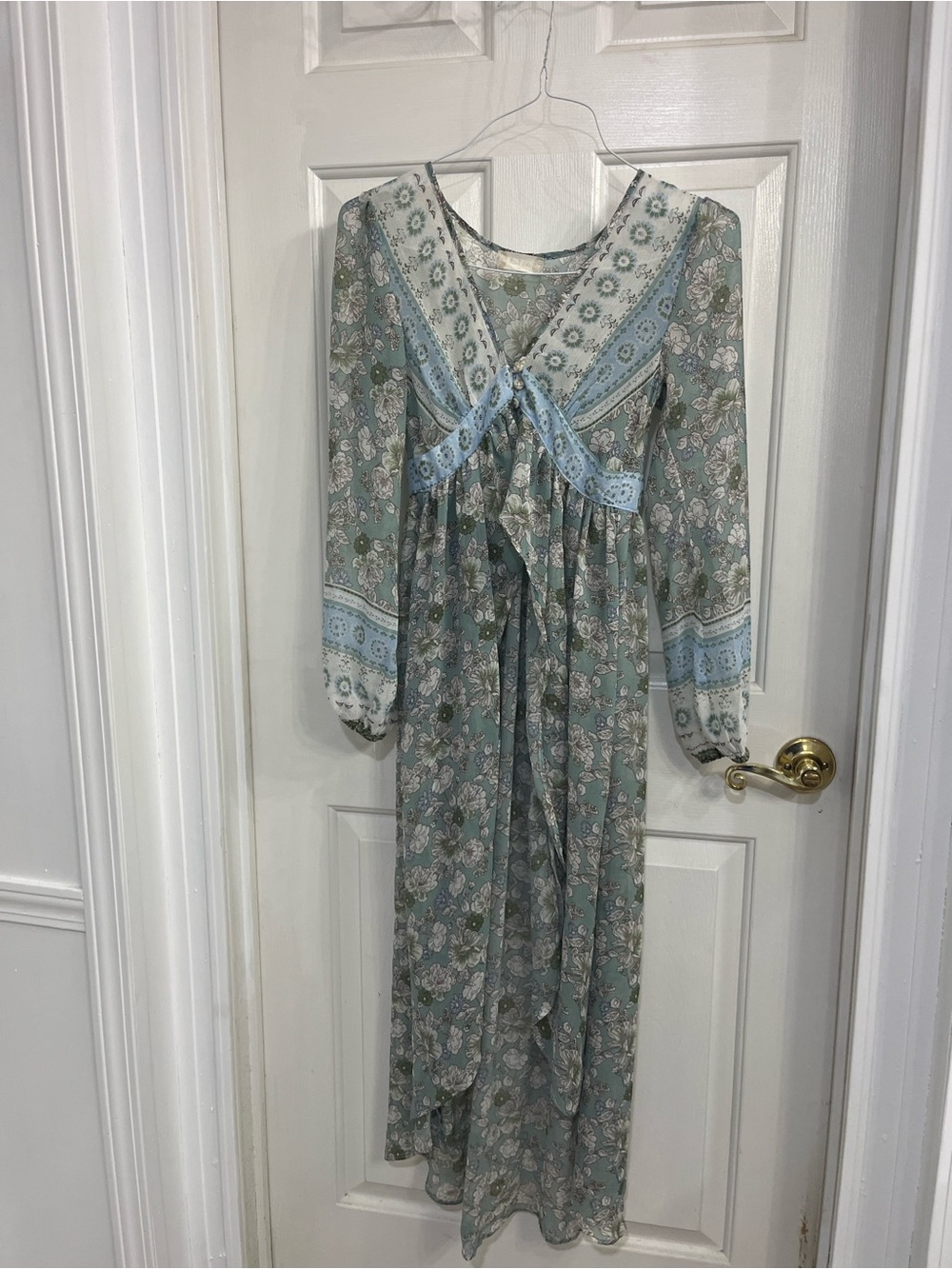 Altar'd State Sage Blue Floral Duster